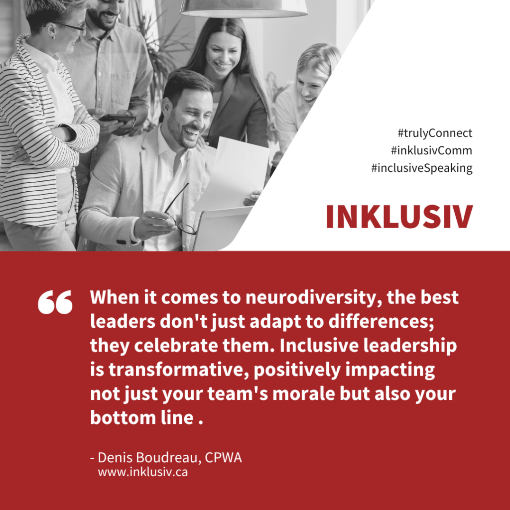 When it comes to neurodiversity, the best leaders don't just adapt to differences; they celebrate them. Inclusive leadership is transformative, positively impacting not just your team's morale but also your bottom line .