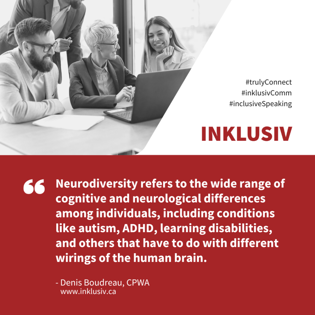 Neurodiversity refers to the wide range of cognitive and neurological differences among individuals, including conditions like autism, ADHD, learning disabilities, and others that have to do with different wirings of the human brain.